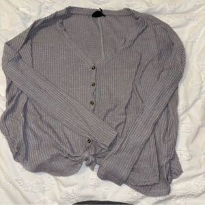Urban Outfitters Heather Gray Ribbed Button Top